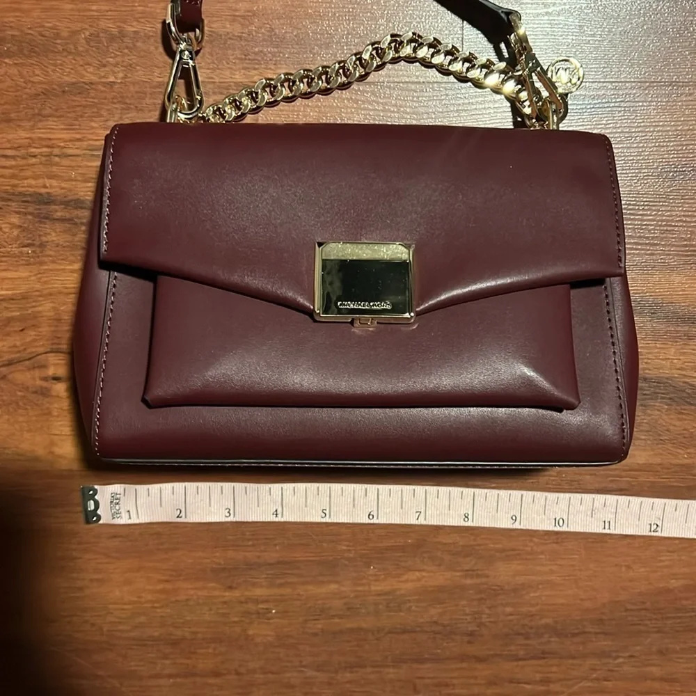 Burgundy Michael Kors‎ CrossBody bag, purse gold hardware